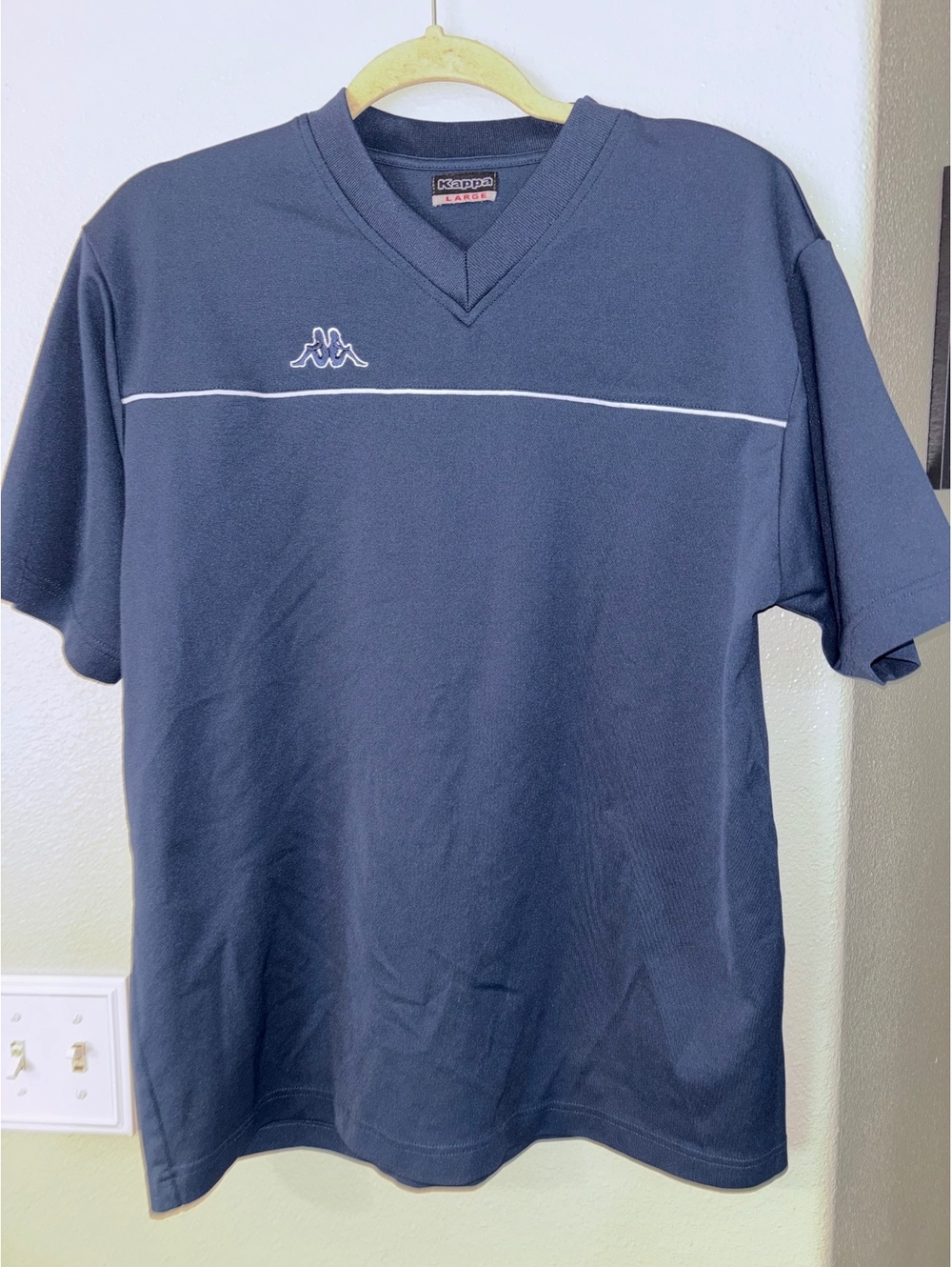 Vintage Kappa Navy Soccer V-Neck Training Shirt L